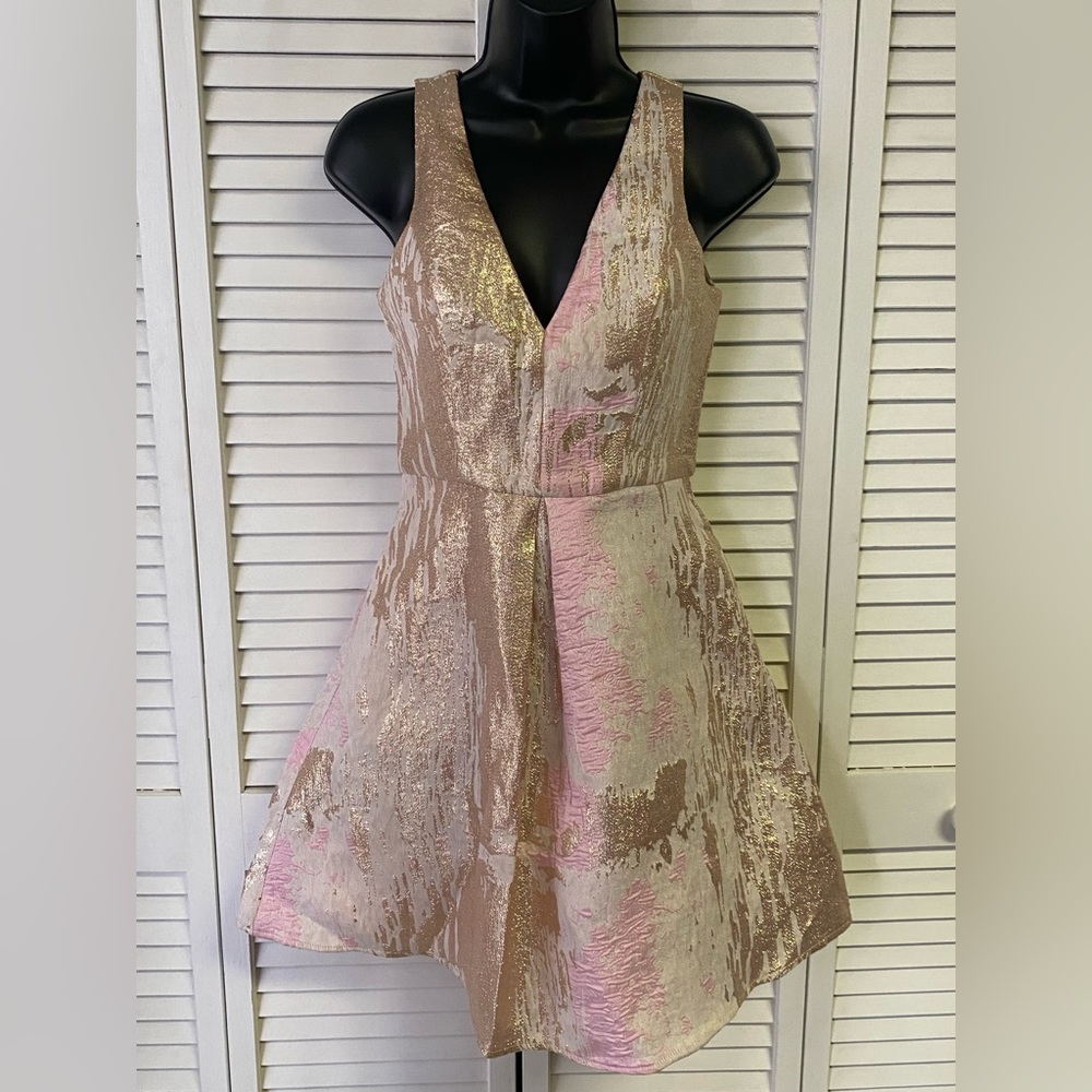 Gianni Bini GB Party/Cocktail Dress, Pink/Gold Size Small